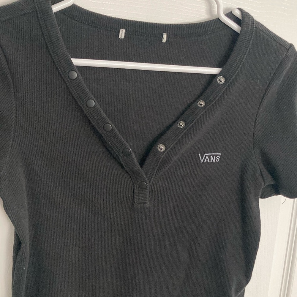 Vans Women's Black Button-Up Top - Picture 2 of 4